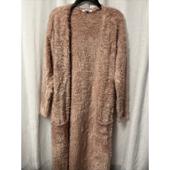 BB Dakota Mauve Lovefool Eyelash Duster Open Front Long Cardigan Sweater Size M - Picture 3 of 7